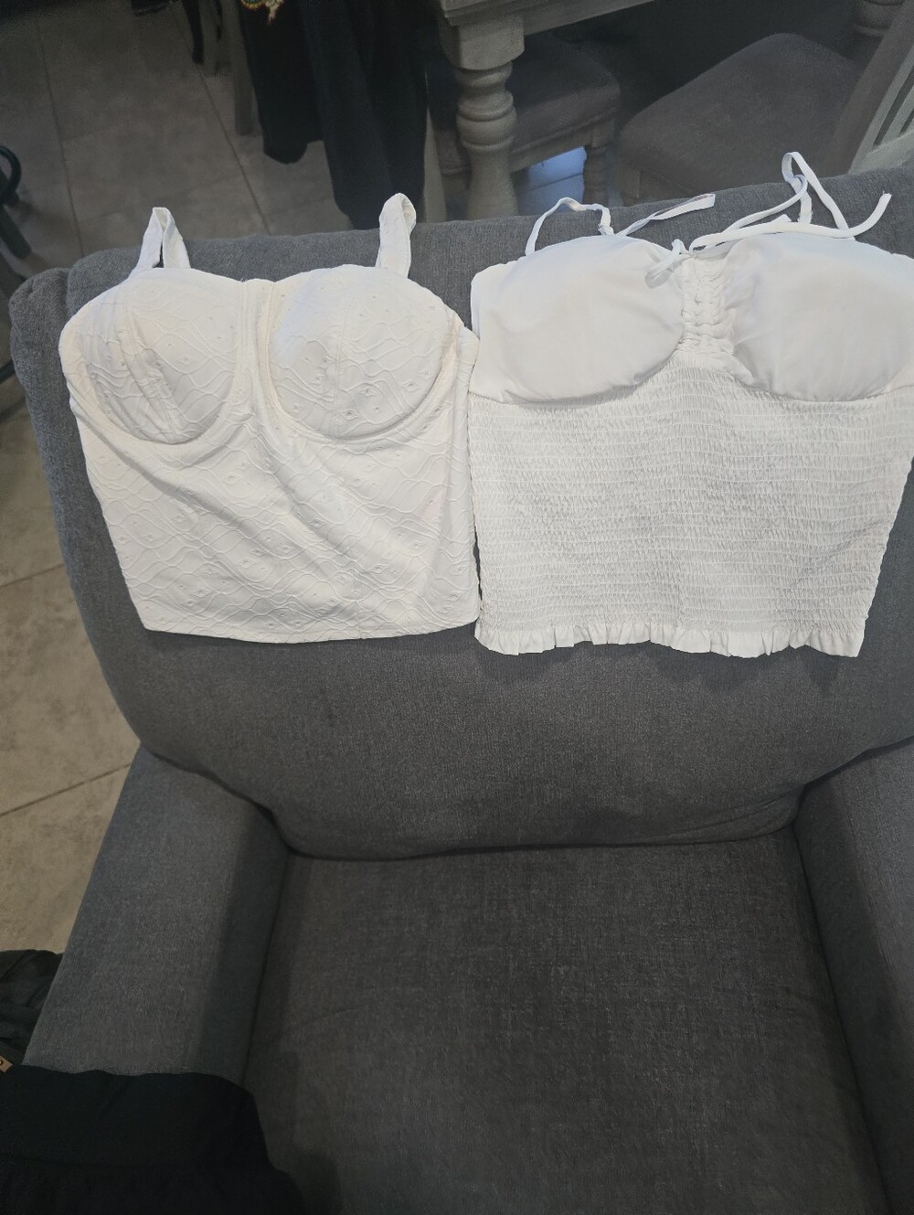 Guess White Ruched Bustier Crop Top - Picture 1 of 5